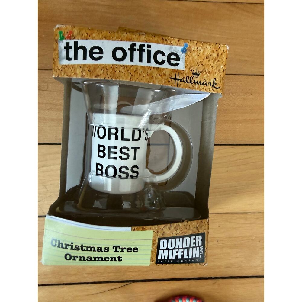 Hallmark The‎ Office World's Best Boss Coffee Mug Holiday Ornament NIB - Picture 2 of 4